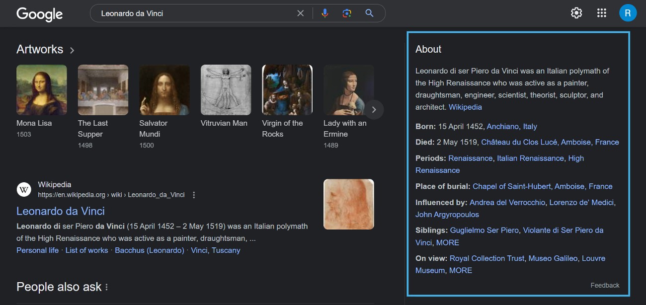 leonardo da vinci knowledge graph